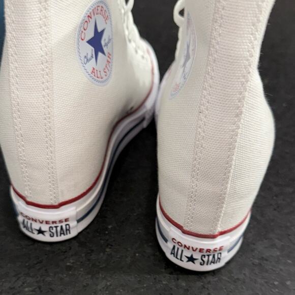 NEW CONVERSE CHUCK TAYLOR ALL STAR WHITE WEDGE PLATFORM HIGH TOPS SNEAKERS 7.5 - Picture 9 of 12